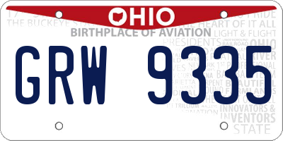 OH license plate GRW9335
