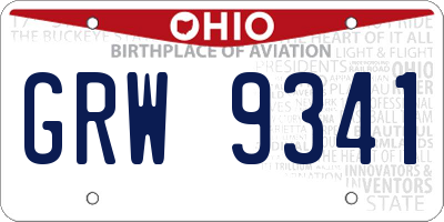 OH license plate GRW9341