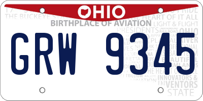 OH license plate GRW9345