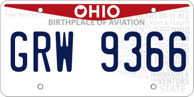 OH license plate GRW9366
