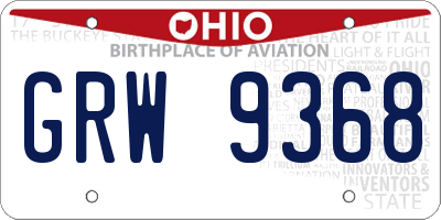 OH license plate GRW9368