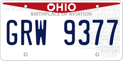 OH license plate GRW9377