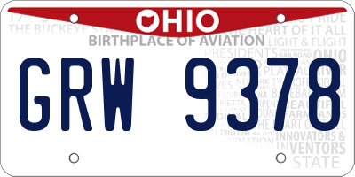 OH license plate GRW9378