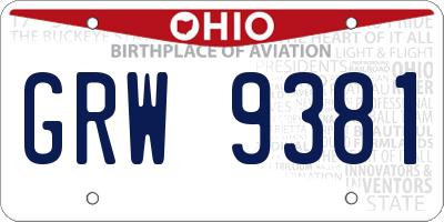 OH license plate GRW9381