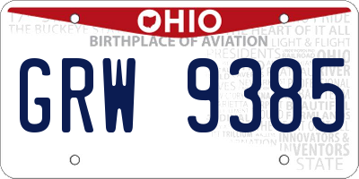 OH license plate GRW9385