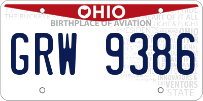 OH license plate GRW9386