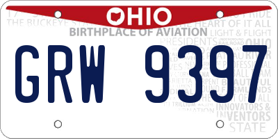 OH license plate GRW9397