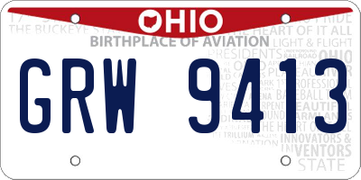 OH license plate GRW9413