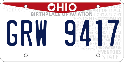 OH license plate GRW9417