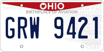 OH license plate GRW9421