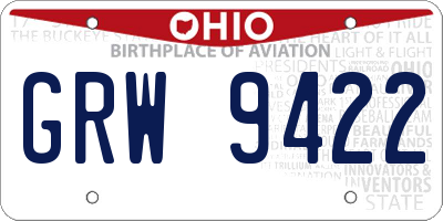 OH license plate GRW9422