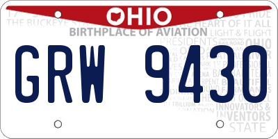 OH license plate GRW9430