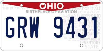 OH license plate GRW9431
