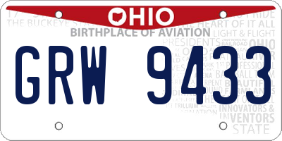 OH license plate GRW9433