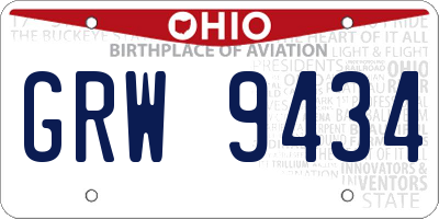 OH license plate GRW9434