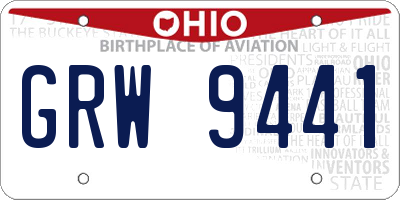 OH license plate GRW9441