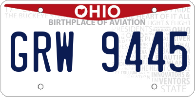 OH license plate GRW9445