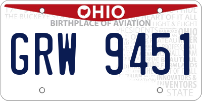 OH license plate GRW9451