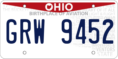 OH license plate GRW9452