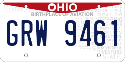 OH license plate GRW9461