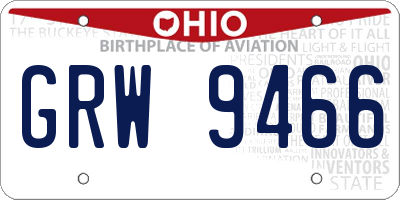 OH license plate GRW9466