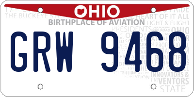 OH license plate GRW9468