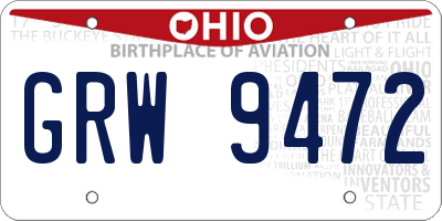 OH license plate GRW9472