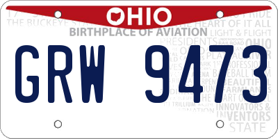 OH license plate GRW9473
