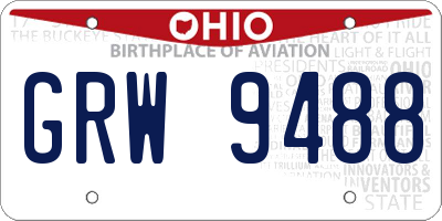OH license plate GRW9488