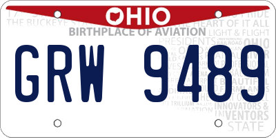OH license plate GRW9489