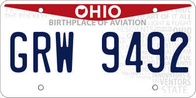 OH license plate GRW9492