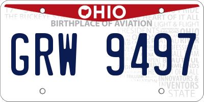 OH license plate GRW9497