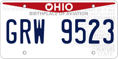 OH license plate GRW9523