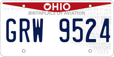 OH license plate GRW9524