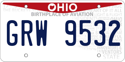 OH license plate GRW9532