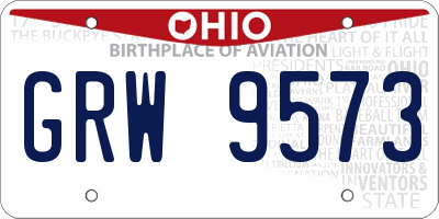 OH license plate GRW9573