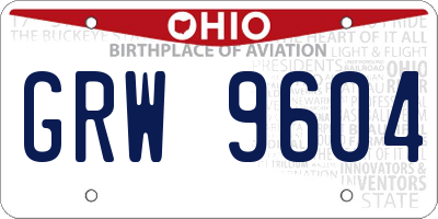 OH license plate GRW9604