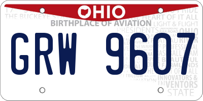 OH license plate GRW9607