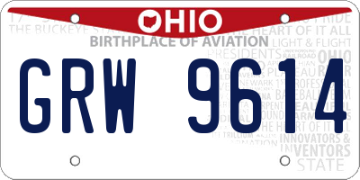 OH license plate GRW9614