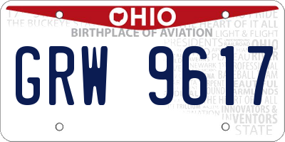 OH license plate GRW9617