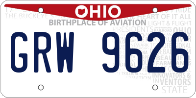 OH license plate GRW9626