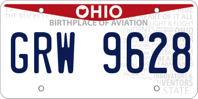 OH license plate GRW9628