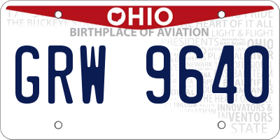 OH license plate GRW9640