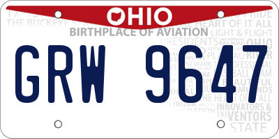 OH license plate GRW9647