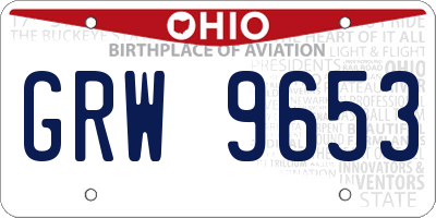 OH license plate GRW9653