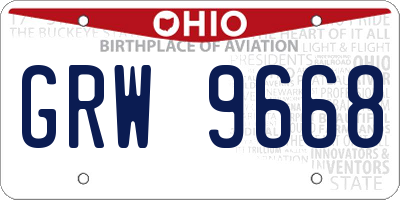 OH license plate GRW9668
