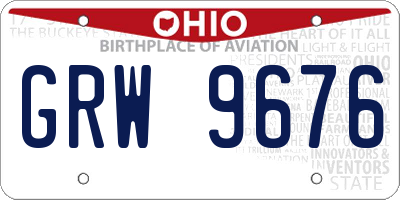 OH license plate GRW9676