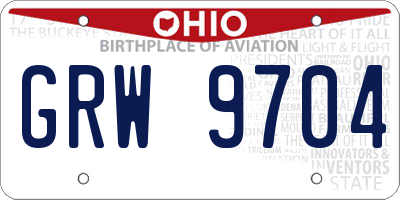 OH license plate GRW9704