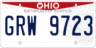 OH license plate GRW9723