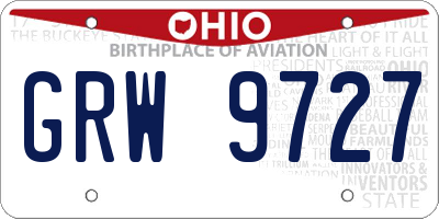OH license plate GRW9727